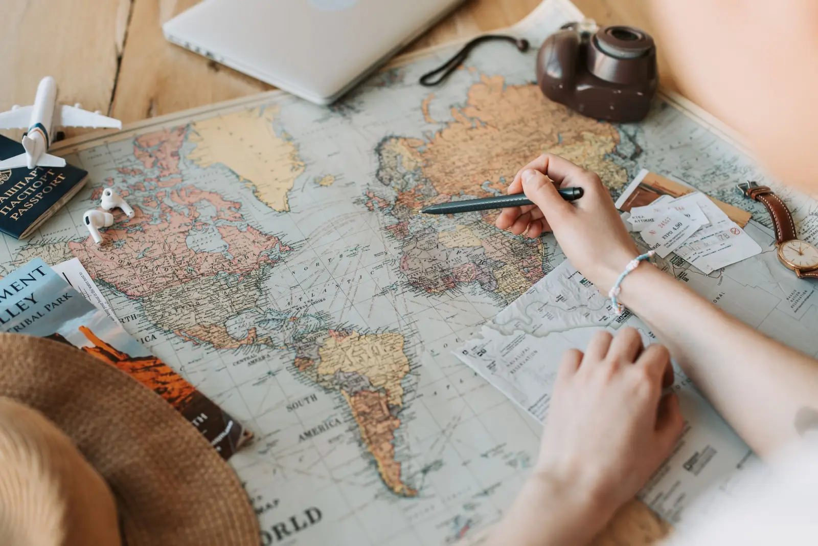 Marking destinations on a world map