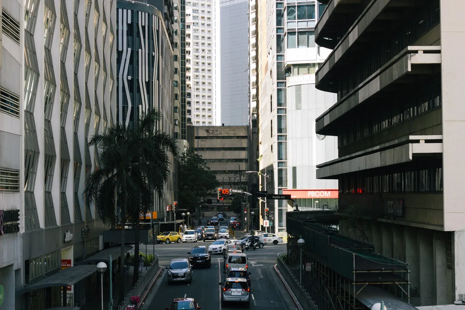 Business district street along Ayala Avenue in Manila